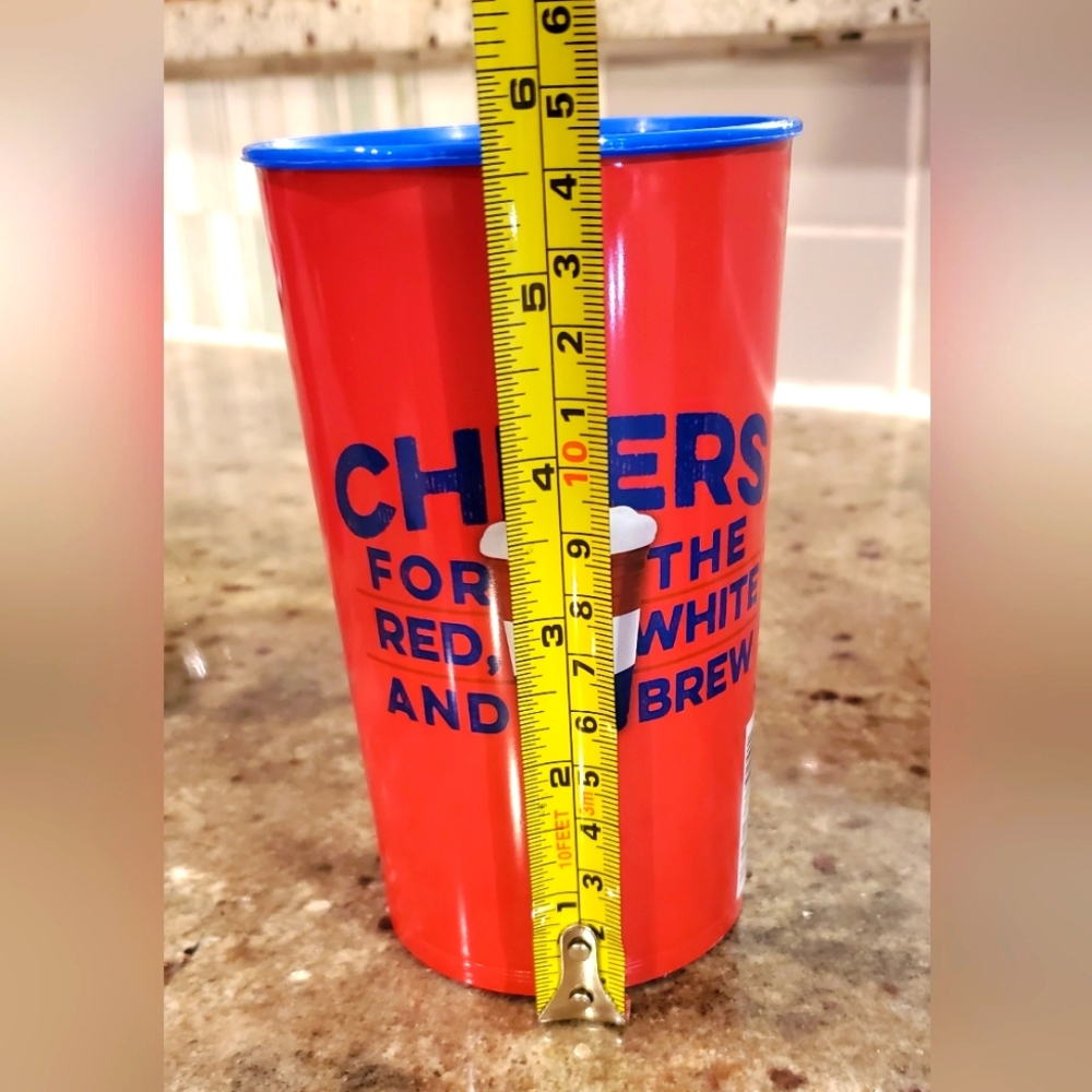 22oz Patriotic Brew Cheers Reusable Plastic Cups, Red, Wht,‎ Blue (2 Cups) - Picture 8 of 10